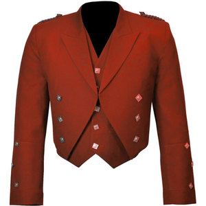 Traje Escocés para Hombre, Chaqueta Kilt Naranja Príncipe Charlie con Chaleco, Conjunto para Bodas y Fiestas, Personalizado 2026 - Product Image 1