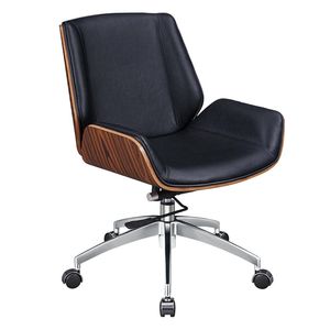Sedia da ufficio ergonomica in vera pelle con schienale basso sedile senza braccioli per riunioni - Product Image 6
