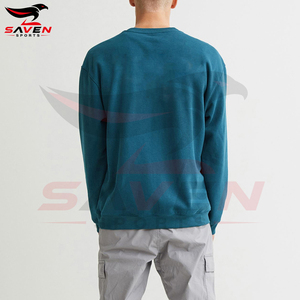 Sweat-shirt à col rond personnalisé OEM pour homme, en molleton épais, coton lourd, épaules tombantes, uni, coupe oversize - Product Image 2
