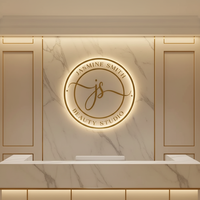 Enseigne Ronde Rétroéclairée Personnalisée – Décoration Murale Lumineuse pour Salon de Coiffure et Onglerie – Décoration Lumineuse pour Magasin de Beauté avec Nom Illuminé