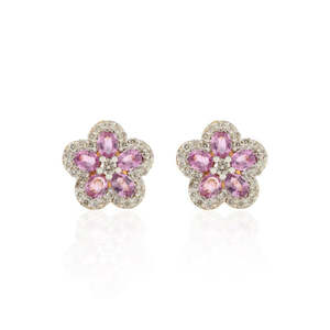 18K Rose Gold Plated Cherry Blossom <b>Stud</b> <b>Earrings</b>-Trendy Wedding Jewelry - Product Image 3