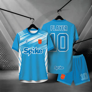 Maillot de football Espagne Spike pour homme, col rond, manches courtes, noir et blanc à carreaux, polyester sublimé respirant, toutes saisons - Product Image 3