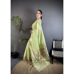 Paithani Heavy Tissue <b>Saree</b> with Mina Butti-Evening Dress - Product Image 3