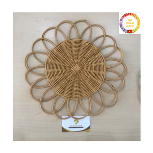 <b>Round</b> Woven Rattan <b>Placemat</b> | Handmade Natural Table Mat | Wedding Charger Plate OEM - Product Image 3