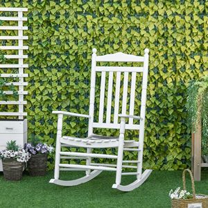Sedia a dondolo tradizionale in legno bianco con schienale alto per interni/esterni, arredo per portico e giardino - Product Image 2