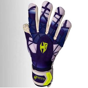 Gants de gardien de but de football de qualité supérieure, paume avant en latex aqua, dos en maille latex et caoutchouc injecté, rouleau négatif, sangle attachée - Product Image 2