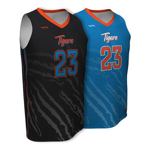 Camiseta sin mangas de baloncesto con logo personalizado, diseño de cuello en V, estampado sublimado 23, material de poliéster transpirable, talla grande. - Product Image 1