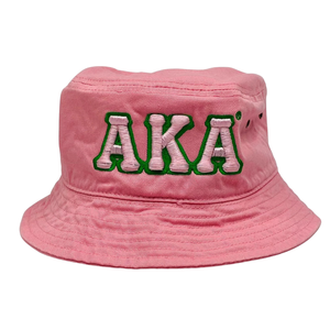 Sombrero de Pesca AKA Pink Boonie Hat Rosa de Ala Ancha para Exteriores con Letras Verdes Bordadas y Correa Ajustable para la Barbilla para Mujer - Product Image 1