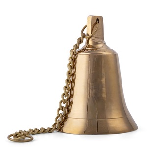 Brass Hanging Temple Bells with Chain Decorative <b>Mandir</b> Ghanti for Pooja Room Home Entrance Spiritual Decor - Product Image 3