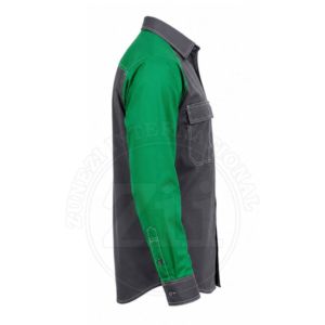 เสื้อเชิ้ตแขนยาวสำหรับงานดับเพลิงผู้ชาย สีเขียวเทา ทรงปกติ แขนผ้าฝ้ายทนความร้อน ระดับป้องกันไอระเหย เสื้อผ้าเพื่อความปลอดภัย - Product Image 2