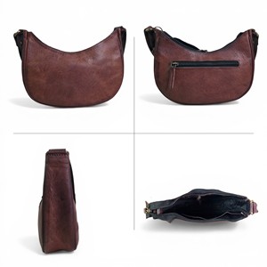 Women’s Genuine Leather Crescent Crossbody Bag <b>Small</b> Half Moon Shoulder <b>Purse</b> (Brown) - Product Image 2