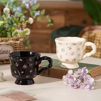 Tasse à café en porcelaine fine de qualité supérieure avec motifs artistiques uniques, compatible micro-ondes et lave-vaisselle, réutilisable pour une utilisation à long terme