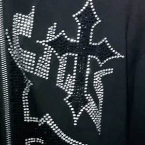 Sudadera con capucha de cierre completo estilo streetwear con pedrería Chrome Heart para hombre y mujer, oversize, hip hop, personalizada con pedrería - Product Image 2