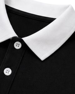 Customized Black And <b>White</b> Men <b>Polo</b> Shirt Short Sleeve Casual Golf T Shirt Breathable Summer Color Block Premium Quality Top - Product Image 6