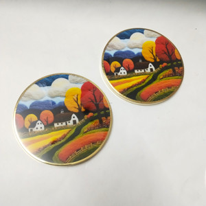 Ensemble de sous-verres en MDF de luxe imprimés sur mesure, ronds, faits à la main, écologiques, épaisseur 6 mm, diamètre 100 mm, pour table basse, décoration de la maison - Product Image 2