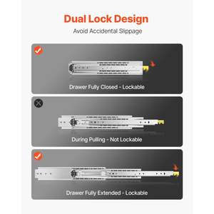 1 par de 18-60 diapositivas de cajón de rodamiento de bolas de extensión completa diseño en cajón - Product Image 3