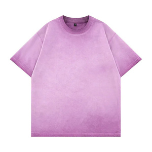 T-shirt en coton épais de qualité supérieure, personnalisable OEM, 230 à 400 GSM, effet délavé soleil, coupe ample, épaules tombantes, délavage acide. - Product Image 1