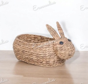 Wholesale Price Eco-Friendly Natural Water Hyacinth Kids Rabbit Shape <b>Laundry</b> <b>Basket</b> Toy Storage Solution for Living Room - Product Image 2