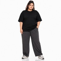 T-shirt ample à épaules tombantes pour femme, coupe décontractée, style streetwear, idéal pour la gym