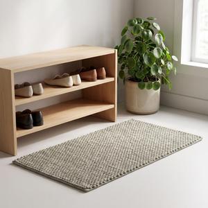 Tapis Premium en Laine Texturée Beige Naturel, Tissé à la Main, à Boucles Épaisses, Antidérapant, Épaisseur 10-14mm, pour un Style Moderne - Product Image 2
