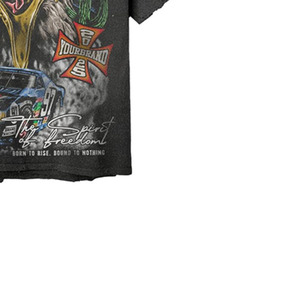 Racing <b>Men's</b> <b>Black</b> T-Shirt Short Sleeve Printed Eagle and Car Design Regular Fit <b>Turtleneck</b> Formal 100% Cotton Knitted - Product Image 4
