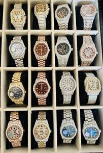 Luxury <b>Quartz</b> Moissanite Stainless Steel <b>Watch</b> 5mm Case Thickness Studded Band for <b>Men</b> - Product Image 6