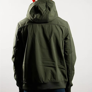 Blouson bomber à capuche pour homme, couleur unie, fermeture éclair sur le devant, coupe-vent, décontracté, pour l'automne, coupe classique, en polyester - Product Image 6