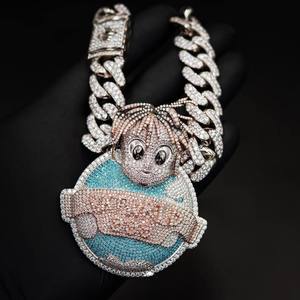Collier Hip Hop pour Homme en Argent Sterling avec Pendentif Dessin Animé 3D Iced Out, Moissanite VVS, Motif Ours Tueur Sorcier, Certifié IGI - Product Image 3