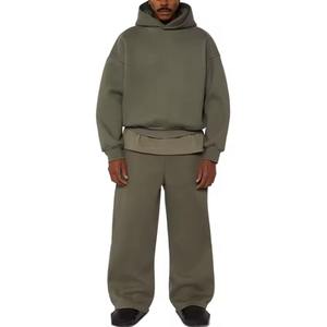 Ensemble de survêtement décontracté 100 % coton léger grande taille avec impression graphique personnalisée pour homme – Sweat à capuche et pantalon de jogging - Product Image 3