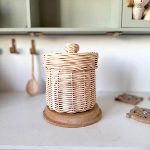 Panier de rangement en rotin tressé à la main pour jouets d'enfants avec couvercle, pot en rotin naturel pour cuisine de jeu, cadeaux, vente en gros - Product Image 2