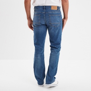 Jean en denim extensible coupe droite pour homme, délavé, bleu, confortable, décontracté, durable, classique, pour tous les jours - Product Image 3