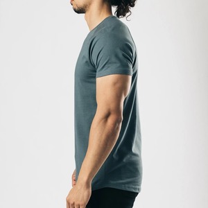 T-shirt à manches courtes pour homme, coupe ajustée, col rond, couleur unie, tissu jersey à séchage rapide, vêtements décontractés, gris - Product Image 5