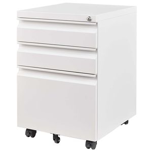 Armadietto Portadocumenti Mobile in Metallo a 3 Cassetti Completamente Assemblato, Bianco, Organizzatore per Casa e Ufficio per Documenti Lettera/Legale/A4 con Serratura - Product Image 1