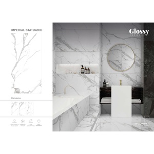 Đồ Gốm Sứ Toàn Thân Đá Cẩm Thạch Màu Vàng Trắng Vàng Carrara Bóng 120X60 Trong Nhà Phòng Tắm Giá Rẻ Chất Lượng Cao Gạch Lát Sàn Và Tường - Product Image 5