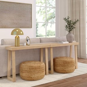 Mesa Consola Moderna de Madera Maciza con Patas de Caballete, Mueble Decorativo para Entrada o Pasillo, Diseño Escandinavo, Decoración para Sala de Estar - Product Image 1