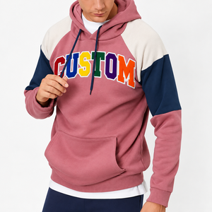 Sweat-shirts pour hommes OEM, design color block, coton molletonné multicolore, streetwear, broderie graphique, impression, fabricant en gros - Product Image 1