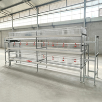 Cage à poulets galvanisée de type H à 4 niveaux, 120/128 poulets, cage à batterie entièrement automatique