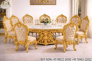 Majestic Look Red Velvet 8 Seater <b>Dining</b> Table <b>Set</b> Bespoke French Style <b>Dining</b> Room Furniture Deluxe Neo Classical <b>Dining</b> Chairs - Product Image 2