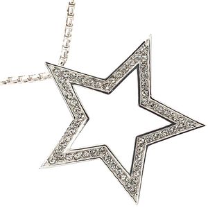 Collar con colgante de estrella plateada para mujer, diseño elegante de cristal brillante, joyería de moda de lujo, accesorios de hermandad - Product Image 5