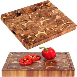 Tabla de cortar de madera de diseño clásico con asas, tabla de cortar de madera para cocina, tabla de carnicero para carne y verduras - Product Image 6