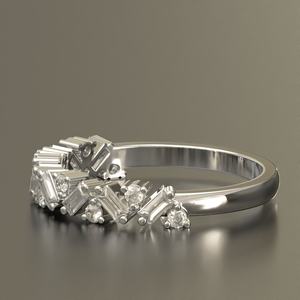 Elegante anillo de boda de diamantes, anillo de boda de oro macizo con moissanita para mujer, banda a juego, anillo de media eternidad, banda de moissanita, R - Product Image 6