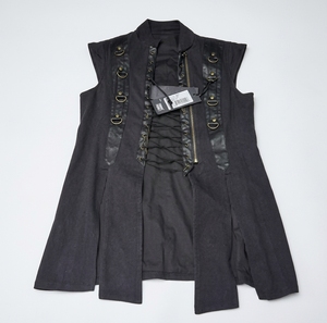 Men's Black Faux Leather Lace-Up Vest With Metal Hardware Medieval Style Costume <b>Jacket</b> Adult Size - Product Image 1