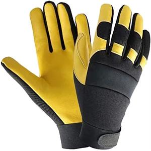 Nouveaux Gants de Sécurité 2026 en Cuir de Vache Jaune et Noir, Élastiques, pour Conduite, Travail, Jardinage et Usage Domestique, Fabriqués au Pakistan - Product Image 2