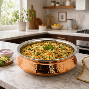 1.5L Hammered Copper Stainless Steel Serving Bowl Indian Handi Curry Rice Dal Bowl Restaurant Tableware for Home Hotel - Product Image 4