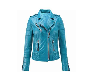 Blouson Moto Femme Populaire en Peau de Mouton Véritable Respirant, Satin Anti-Plis, Séchage Rapide, Rembourré en Polyester, Rivets, Printemps Automne - Product Image 1