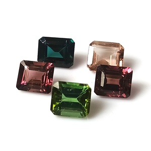 Lot de 5 pierres précieuses en tourmaline zambienne naturelle calibrée, taille émeraude, multicolore pastel, 7x6 mm, 7,60 carats, en vrac - Product Image 3