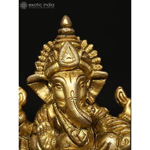 รูปปั้นพระพิฆเนศทำด้วยมือขนาด3นิ้วรูปปั้นขนาดเล็กทำจากทองเหลืองสำหรับเป็นของขวัญผลิตในอินเดีย - Product Image 4