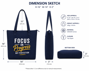 AMANI 300GSM Solid Navy Blue <b>Canvas</b> <b>Tote</b> Bag Large Capacity Eco Friendly Reusable Custom Logo Zip Closure Heavy Duty - Product Image 3