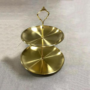 2 Tier Luxury Cake Stand Leaf Pillar Fruits Dessert Cupcake Display Stand For <b>Wedding</b> Parties Table Decoration Latest Style - Product Image 5