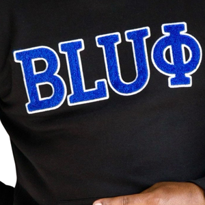 Sudadera con Capucha de Chenille Phi Beta Sigma BLUΦ Negra para Hombre, Sudadera con Capucha con Letras Griegas, Ropa de Fraternidad Premium, Corte Clásico - Product Image 5